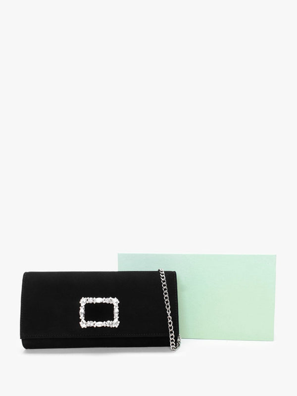 Nadia Black Suede Embellished Evening Bag