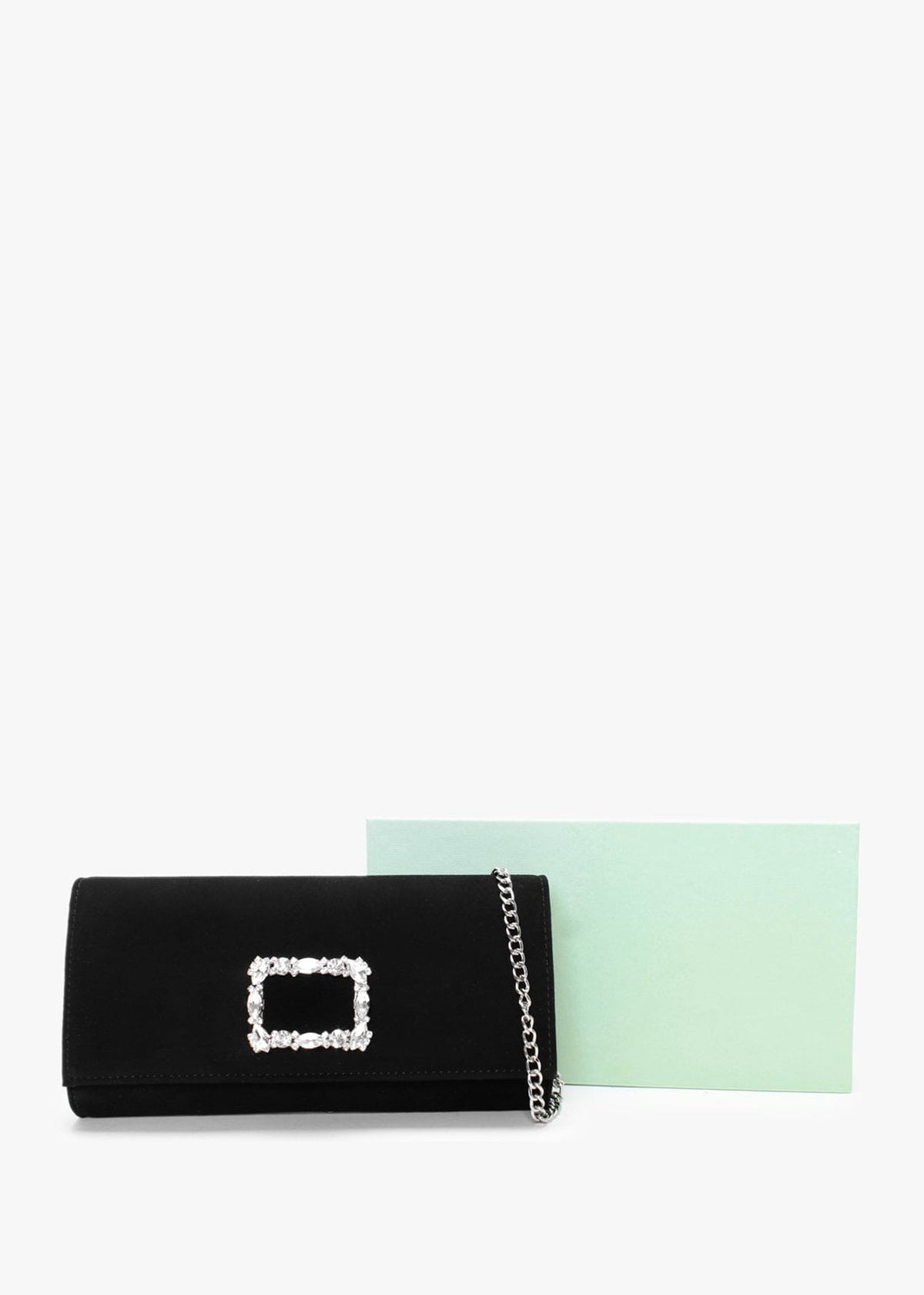 Nadia Black Suede Embellished Evening Bag