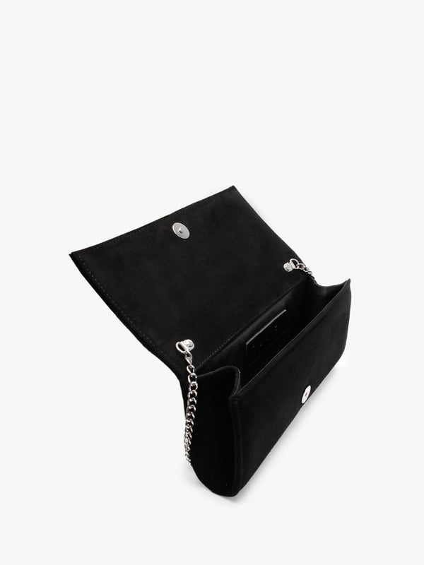 Nadia Black Suede Embellished Evening Bag
