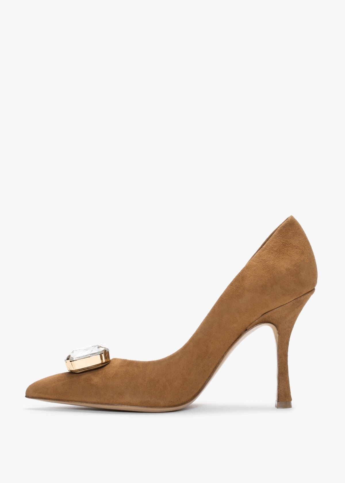 Natalia Tan Suede Jewelled Court Shoes