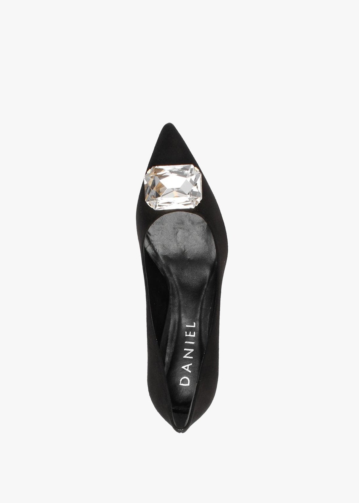 Natalia Black Suede Jewelled Court Shoes