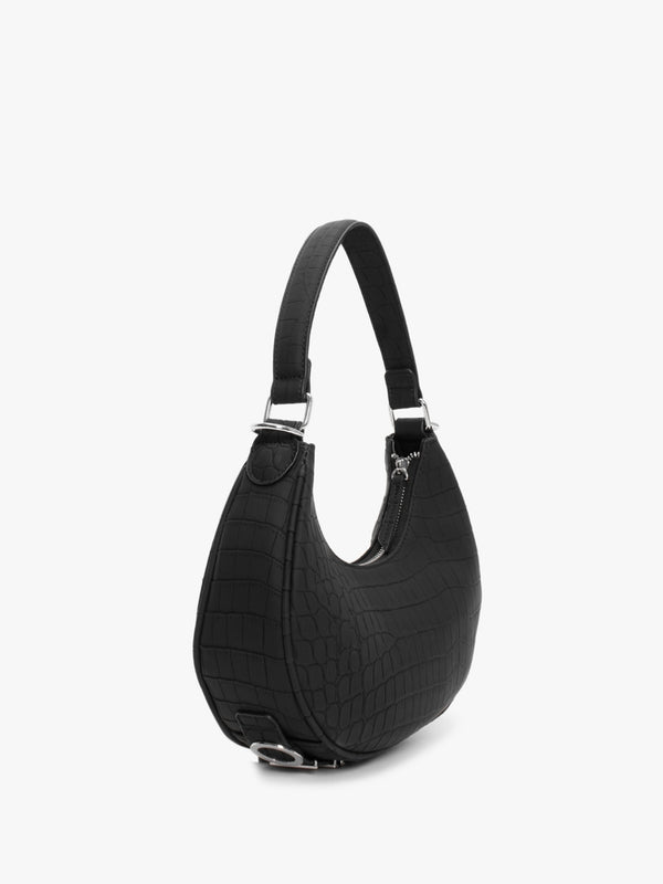 Coconut Black Moc Croc Hobo Bag
