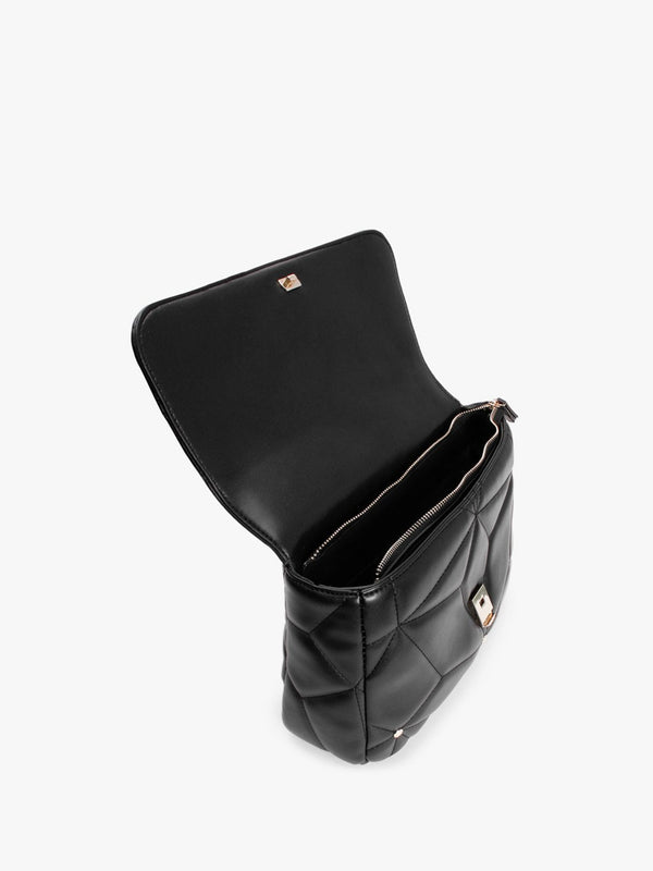Emily Black Quilted Studded Satchel Bag