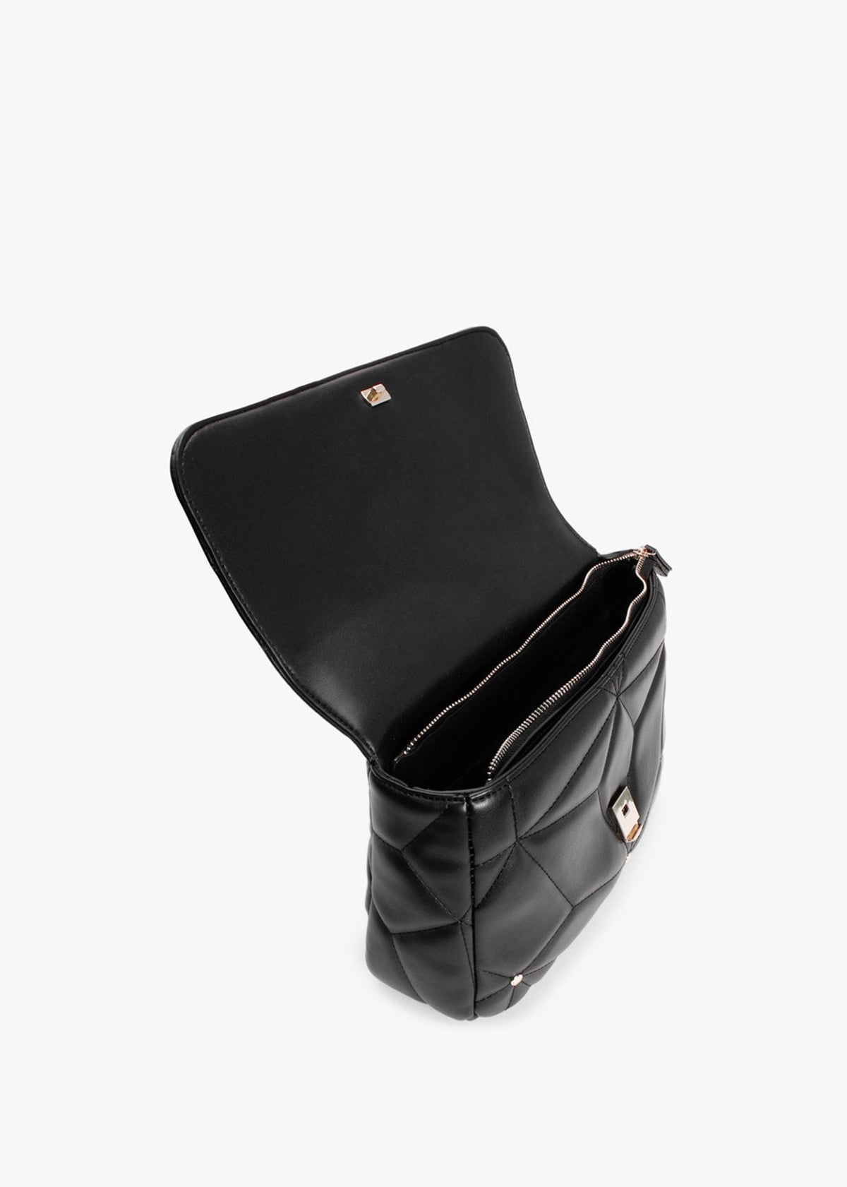 Emily Black Quilted Studded Satchel Bag
