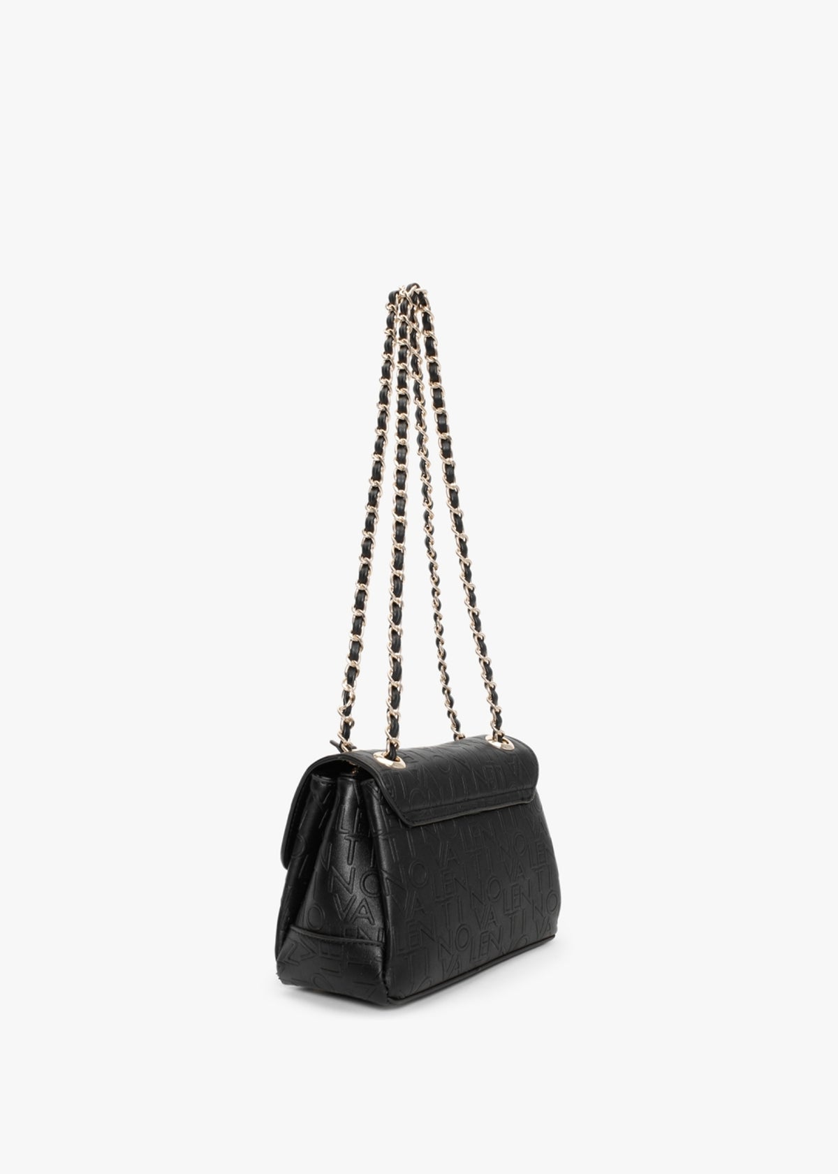 Relax Embossed Logo Nero Flapover Shoulder Bag