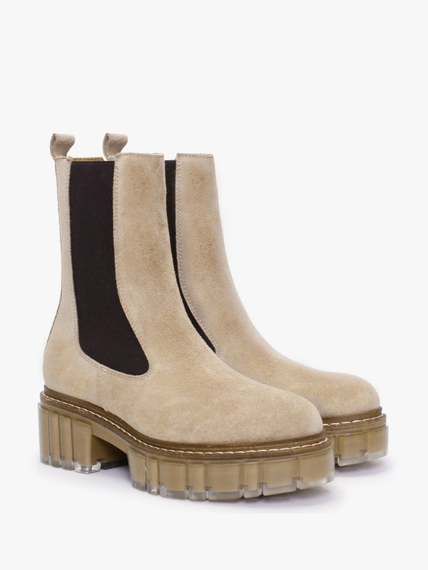 Russet Beige Suede Tall Chelsea Boots