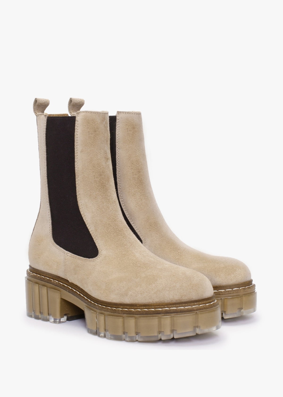 Russet Beige Suede Tall Chelsea Boots