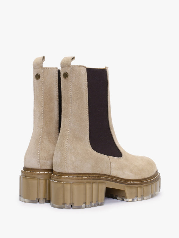 Russet Beige Suede Tall Chelsea Boots