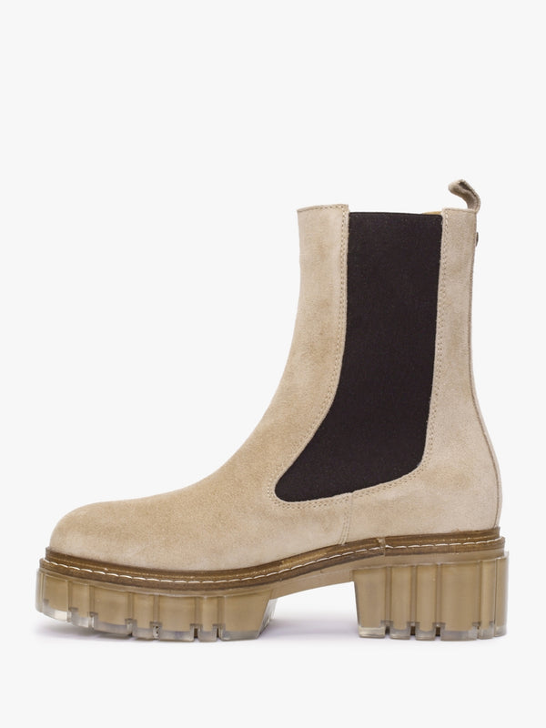 Russet Beige Suede Tall Chelsea Boots