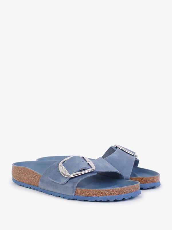 Madrid Big Buckle Dusty Blue Waxy Leather Mules