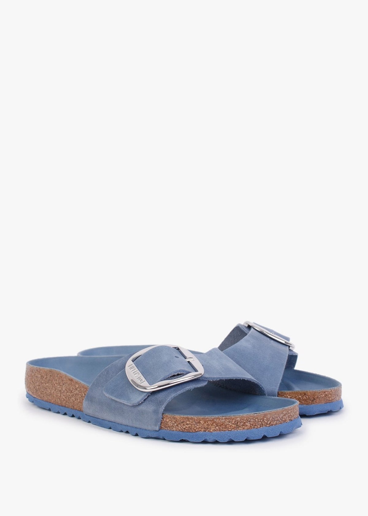 Madrid Big Buckle Dusty Blue Waxy Leather Mules