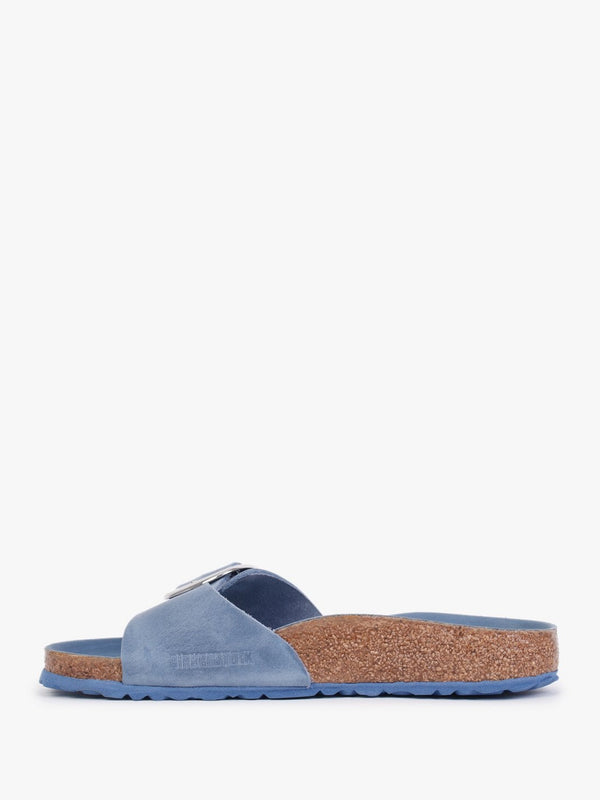 Madrid Big Buckle Dusty Blue Waxy Leather Mules
