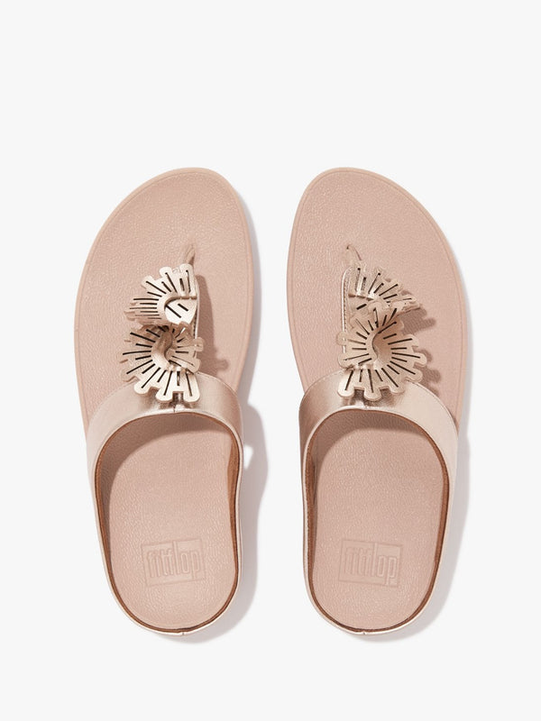 Fino Scallop Twist Rose Gold Leather Toe Post Sandals