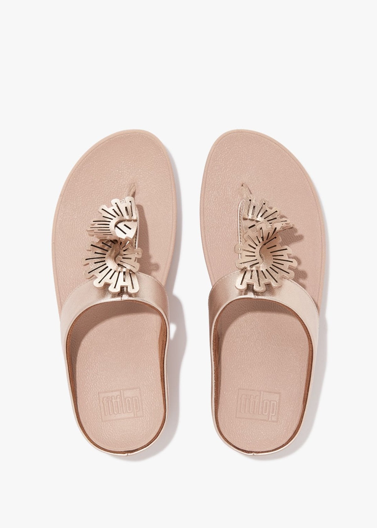 Fino Scallop Twist Rose Gold Leather Toe Post Sandals