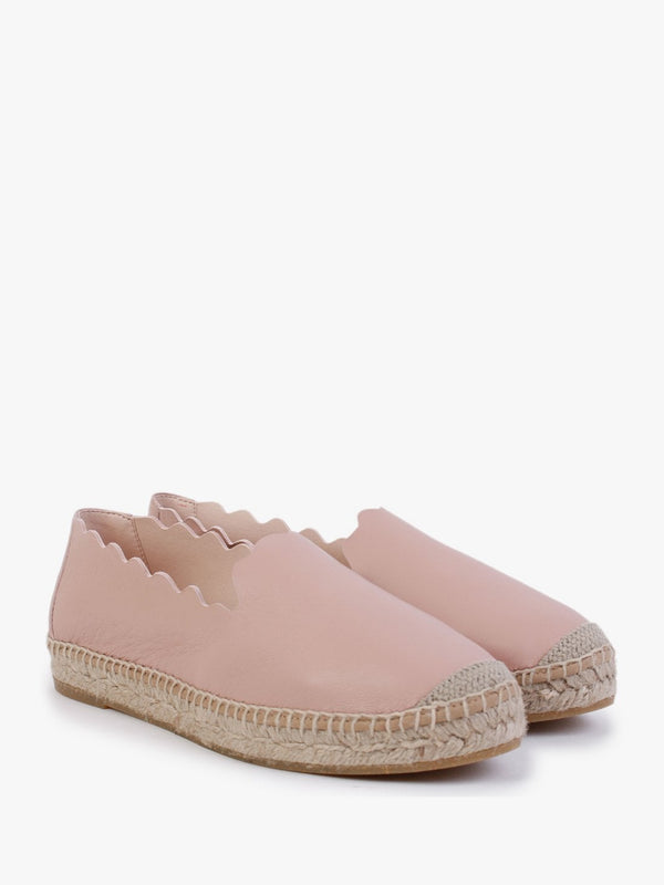Kora Pink Leather Scalloped Espadrilles