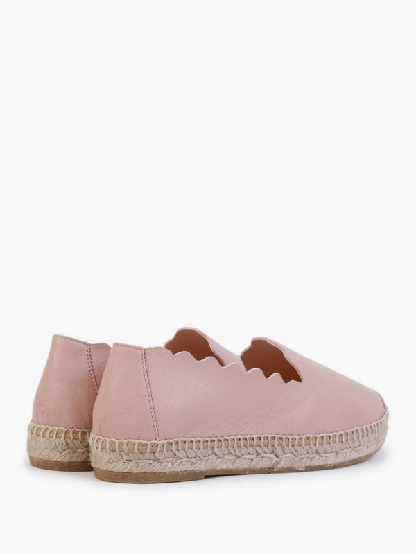 Kora Pink Leather Scalloped Espadrilles