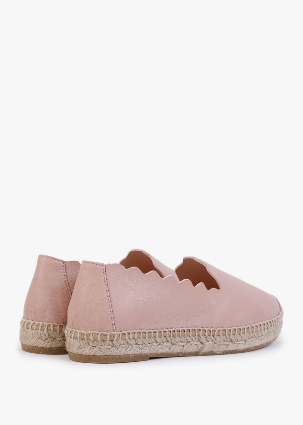 Kora Pink Leather Scalloped Espadrilles