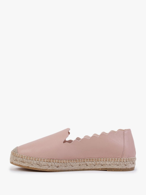 Kora Pink Leather Scalloped Espadrilles