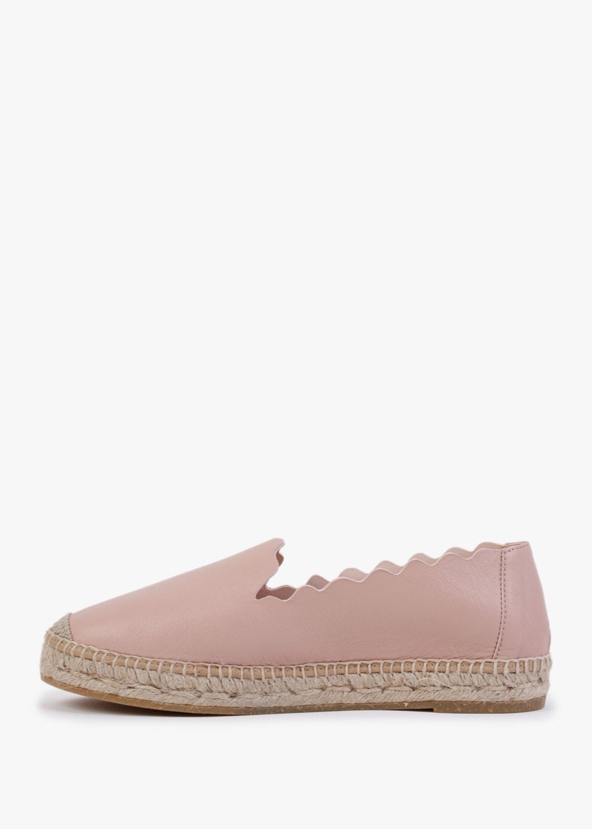 Kora Pink Leather Scalloped Espadrilles