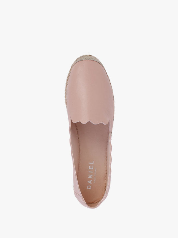 Kora Pink Leather Scalloped Espadrilles