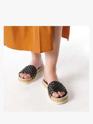 Kule Black Knotted Woven Mules