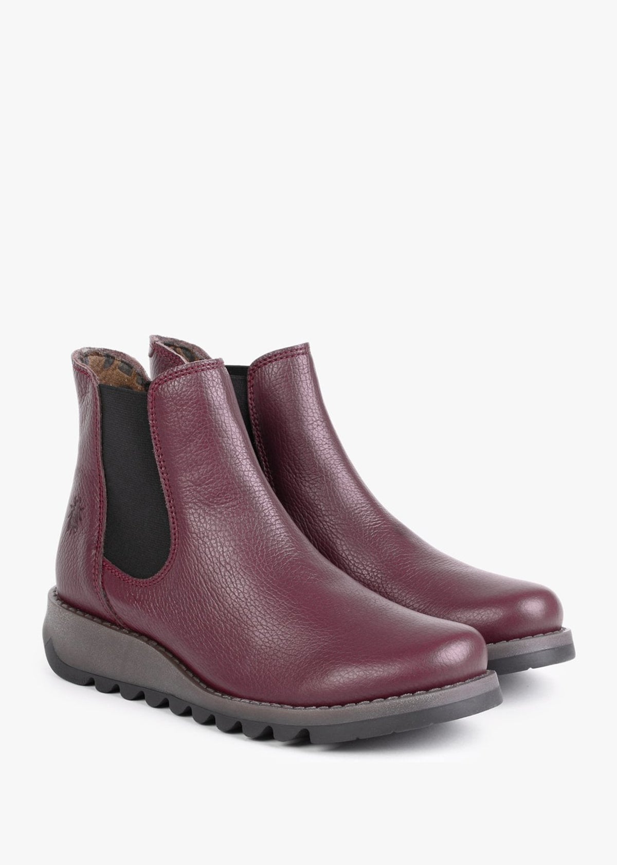 Salv Burgundy Pebbled Leather Wedge Chelsea Boots