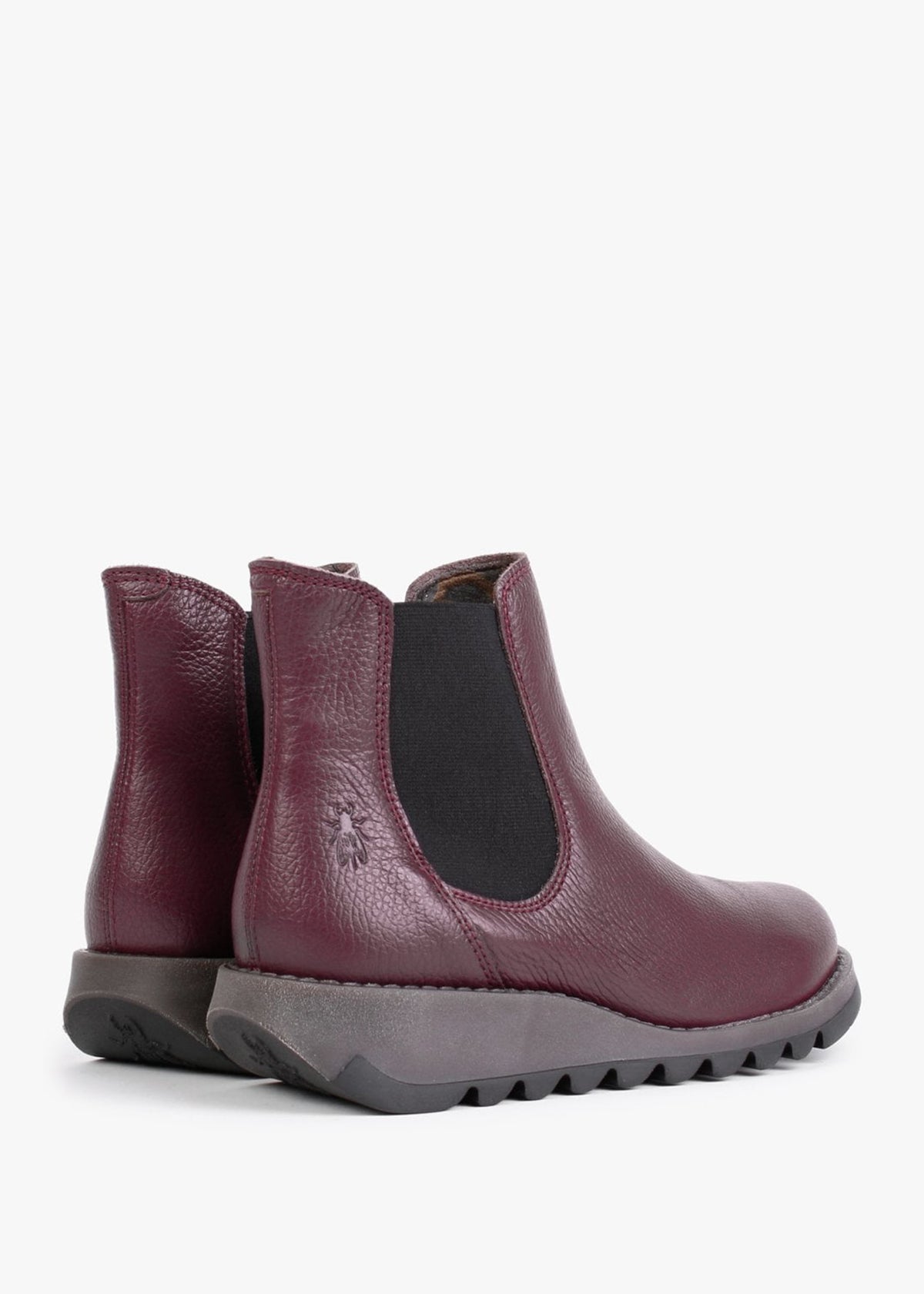 Salv Burgundy Pebbled Leather Wedge Chelsea Boots