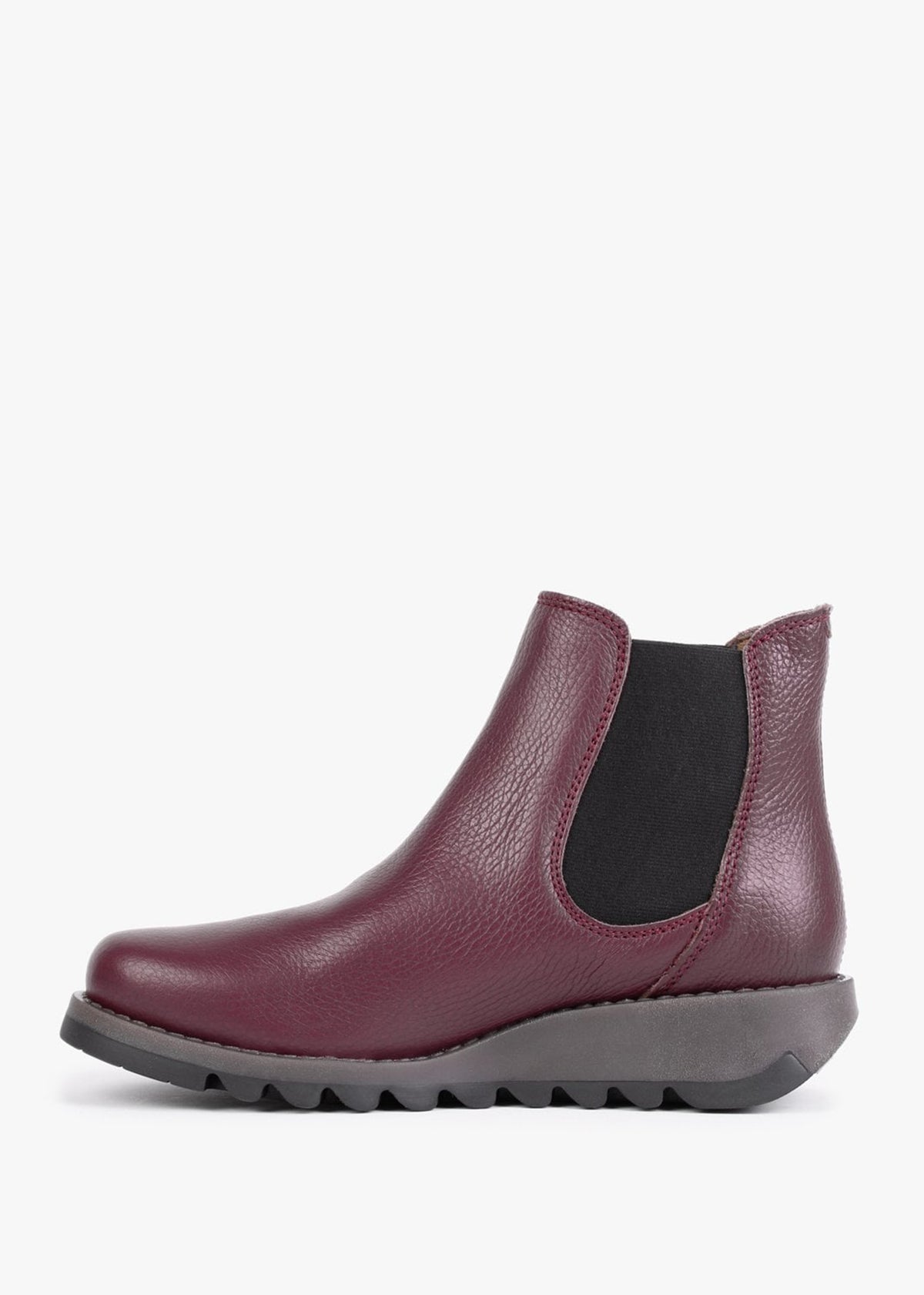 Salv Burgundy Pebbled Leather Wedge Chelsea Boots