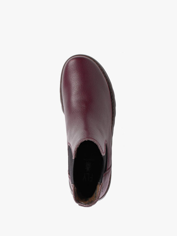 Salv Burgundy Pebbled Leather Wedge Chelsea Boots