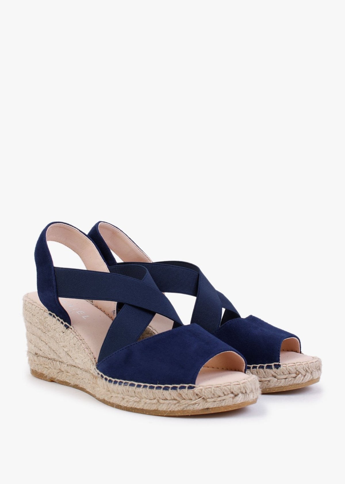 Kid Navy Suede Wedge Espadrilles