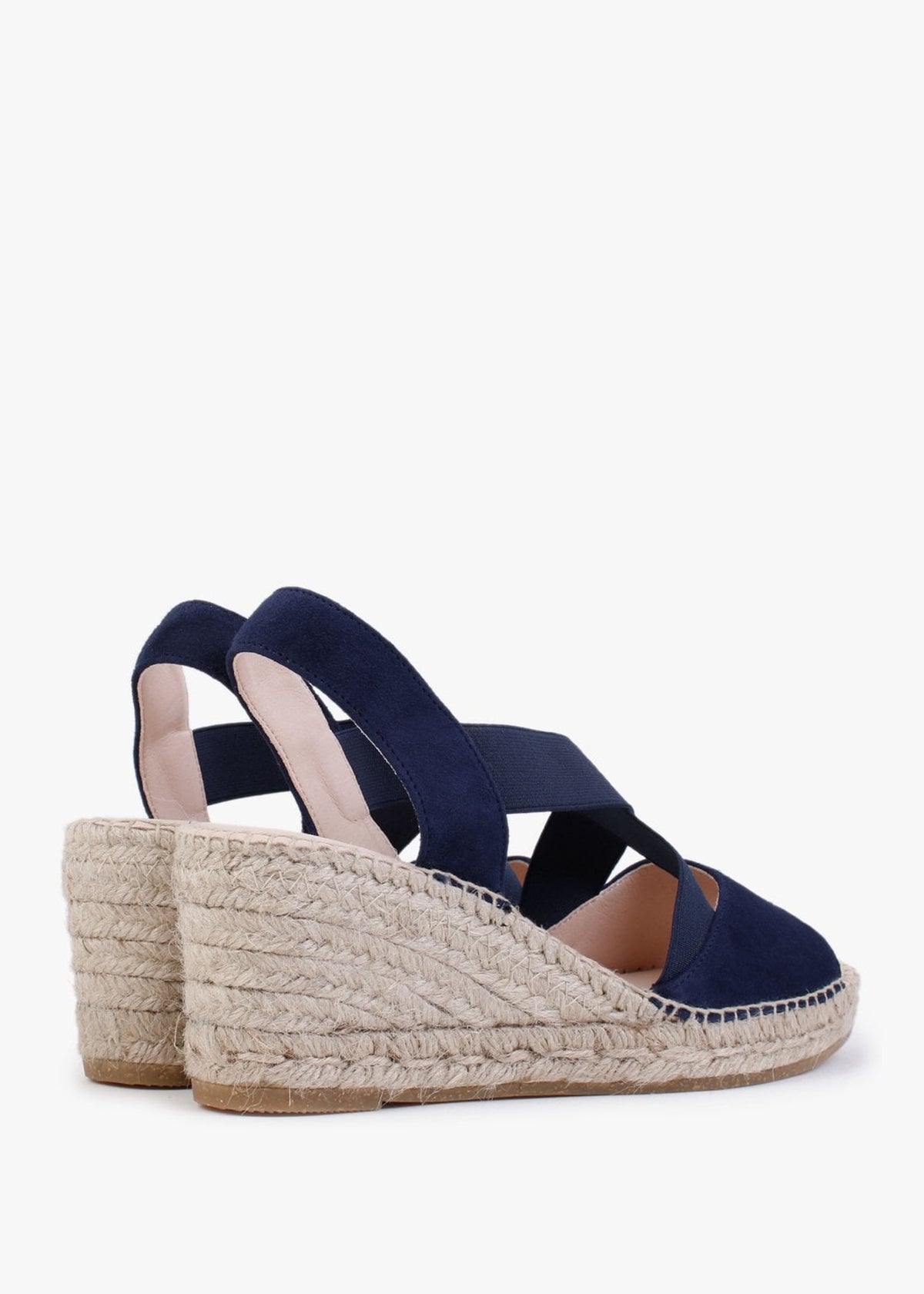 Kid Navy Suede Wedge Espadrilles