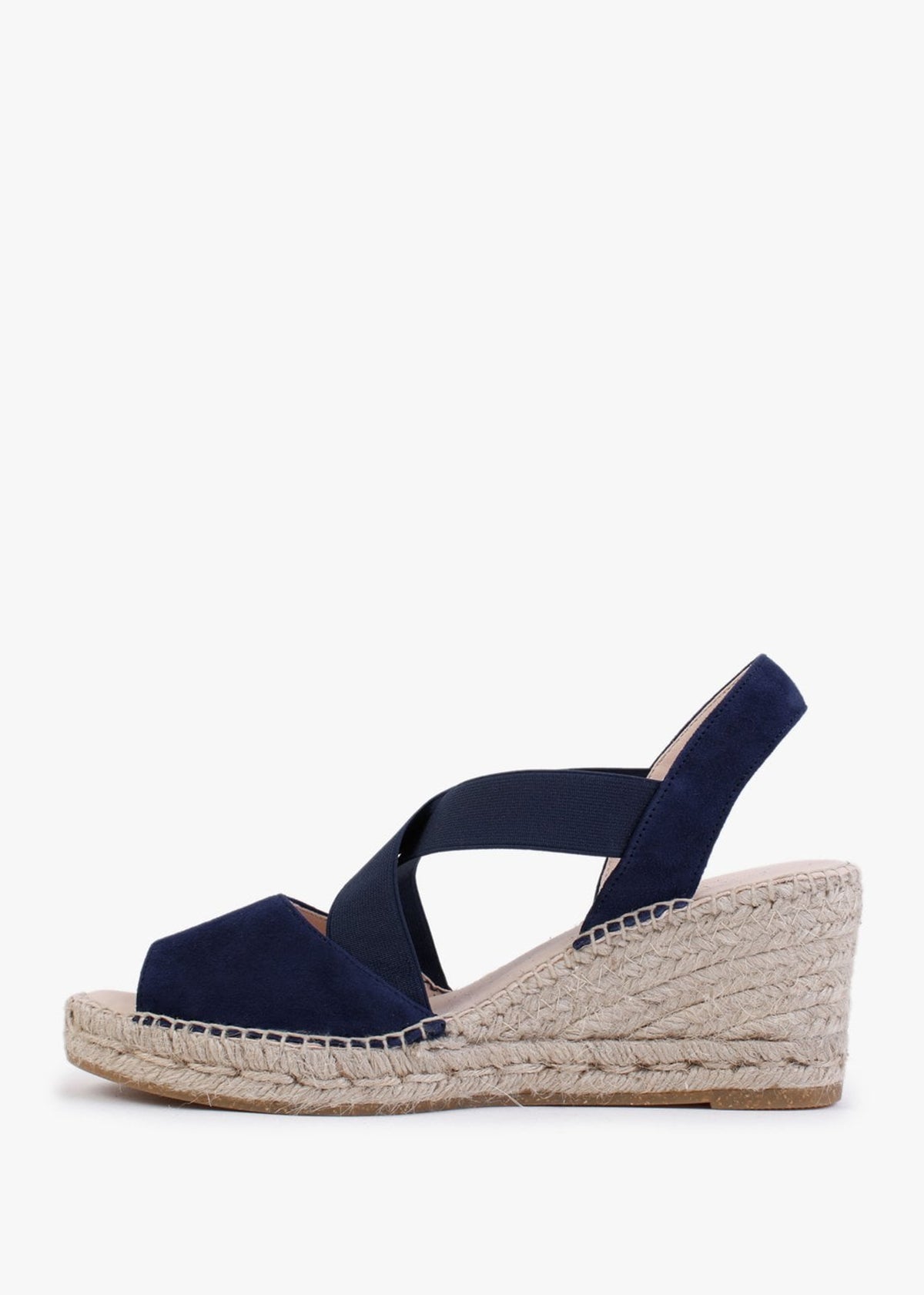 Kid Navy Suede Wedge Espadrilles
