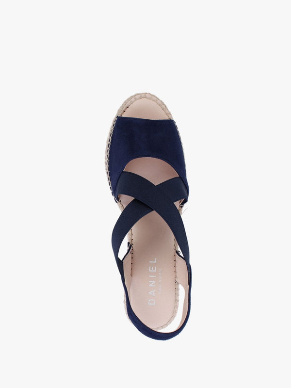 Kid Navy Suede Wedge Espadrilles