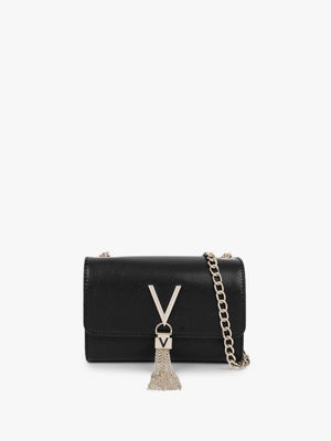 Divina Black Gold Pebbled Shoulder Bag