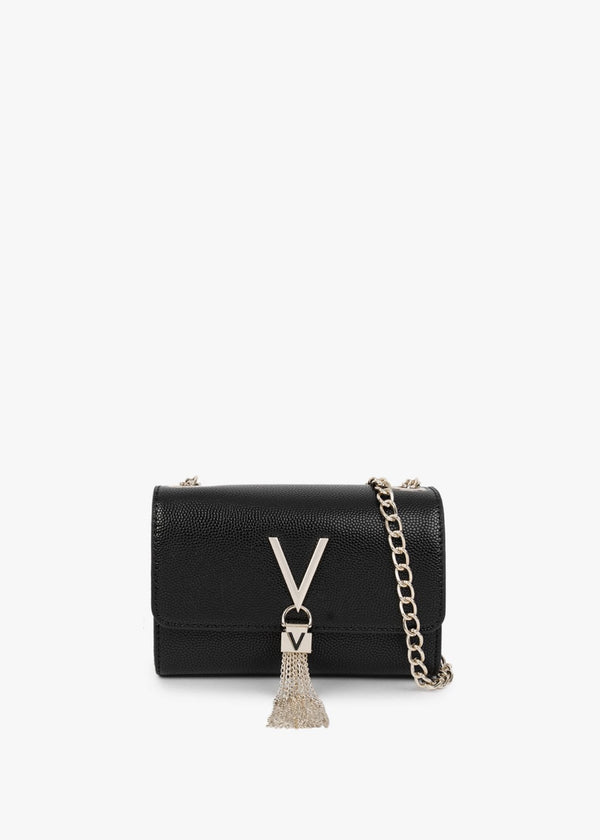 Divina Black Gold Pebbled Shoulder Bag