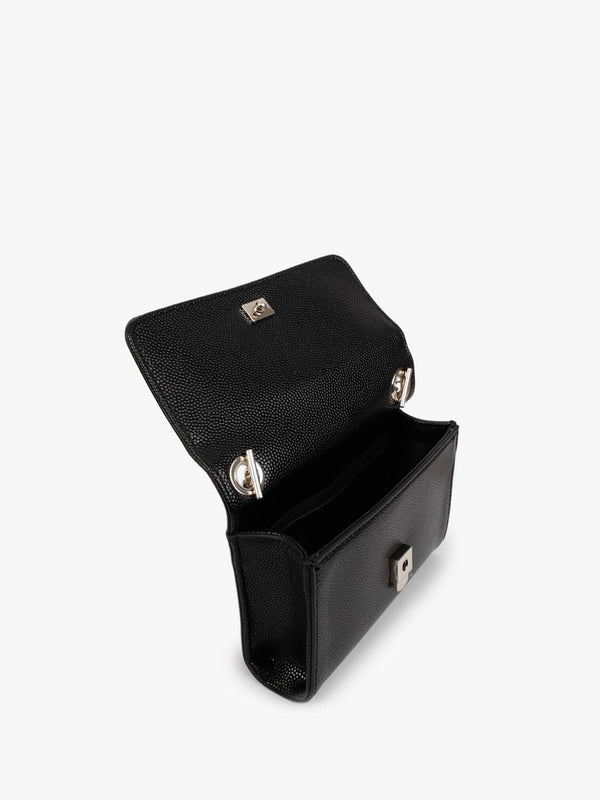 Divina Black Gold Pebbled Shoulder Bag