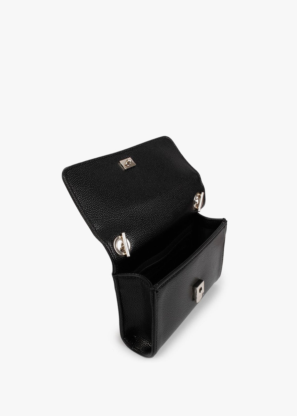 Divina Black Gold Pebbled Shoulder Bag
