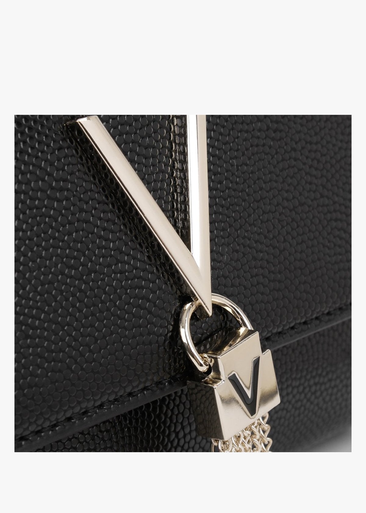 Divina Black Gold Pebbled Shoulder Bag