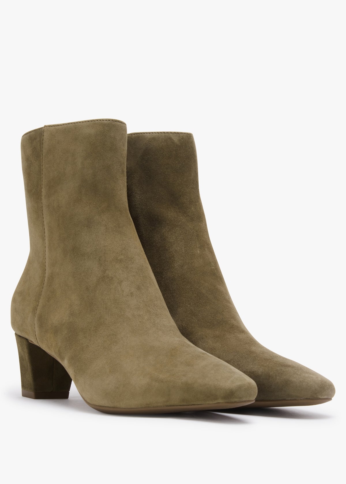 Willa Green Suede Block Heel Ankle Boots