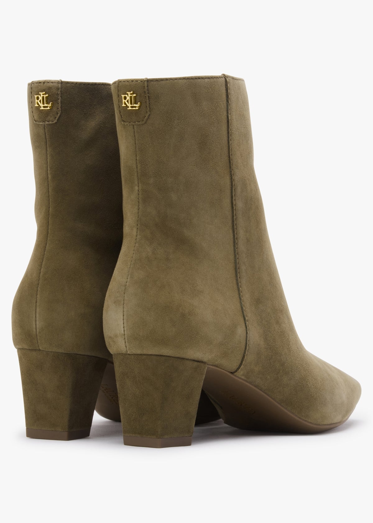 Willa Green Suede Block Heel Ankle Boots