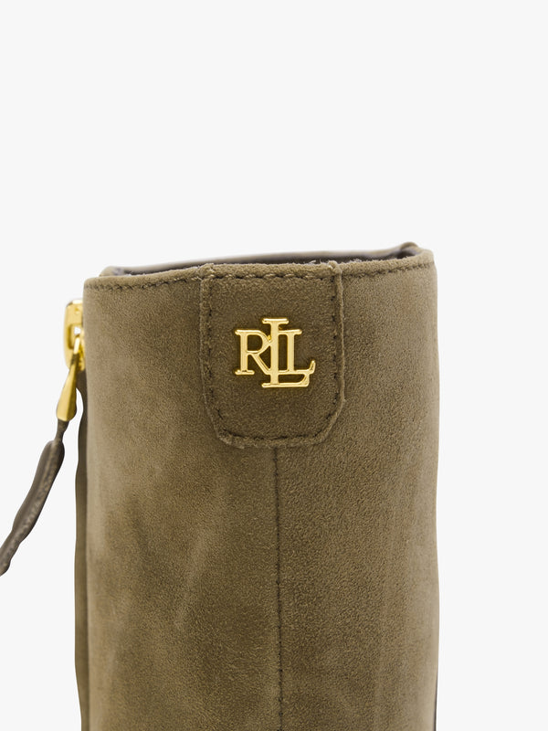 Willa Green Suede Block Heel Ankle Boots