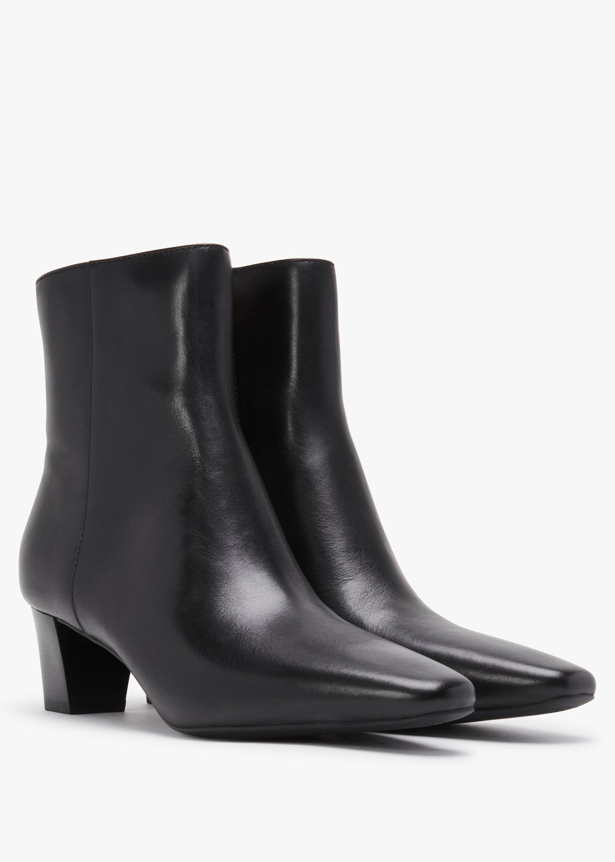 Willa Black Brushed Leather Block Heel Ankle Boots