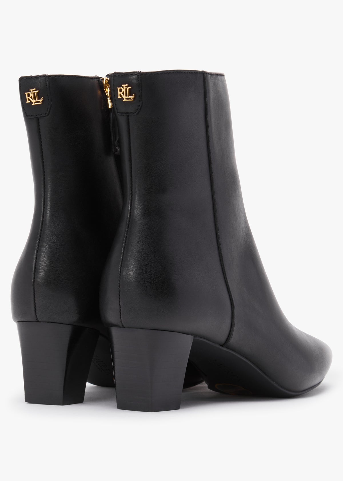Willa Black Brushed Leather Block Heel Ankle Boots