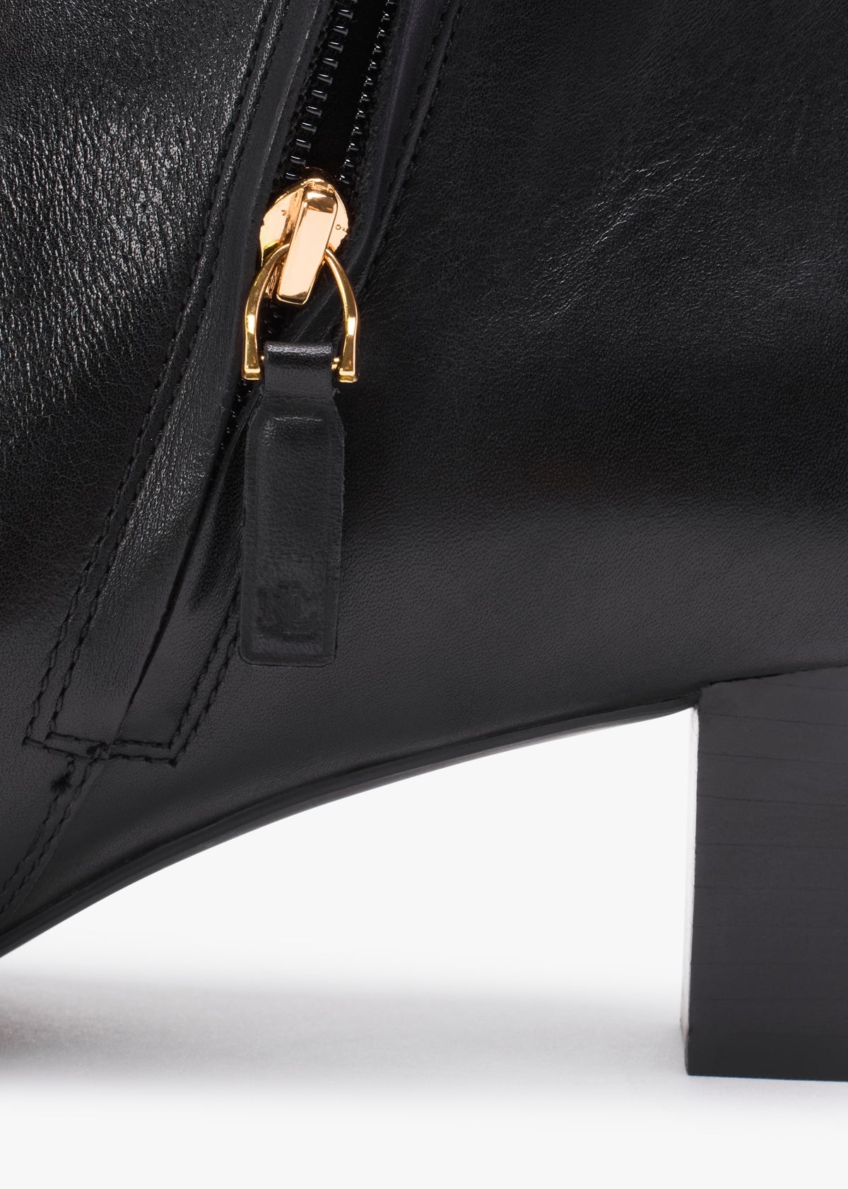 Willa Black Brushed Leather Block Heel Ankle Boots