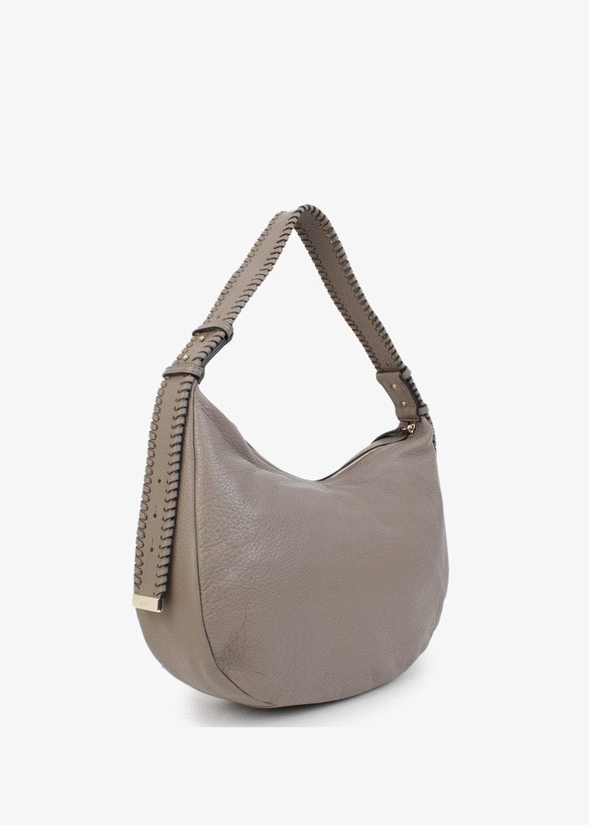 Taupe Leather Hobo Bag