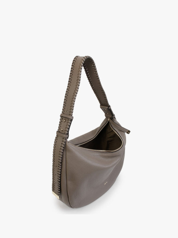 Taupe Leather Hobo Bag