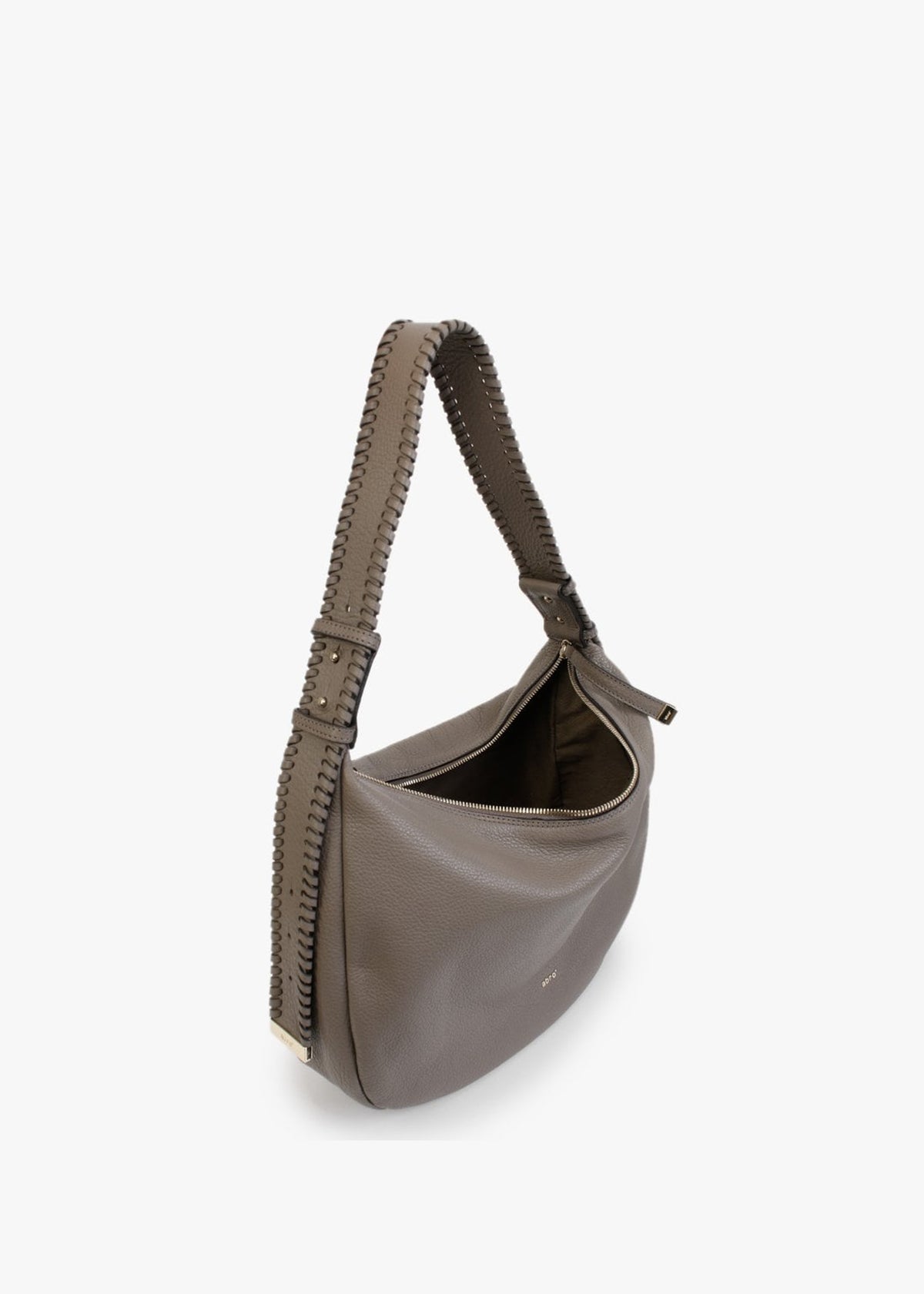 Taupe Leather Hobo Bag