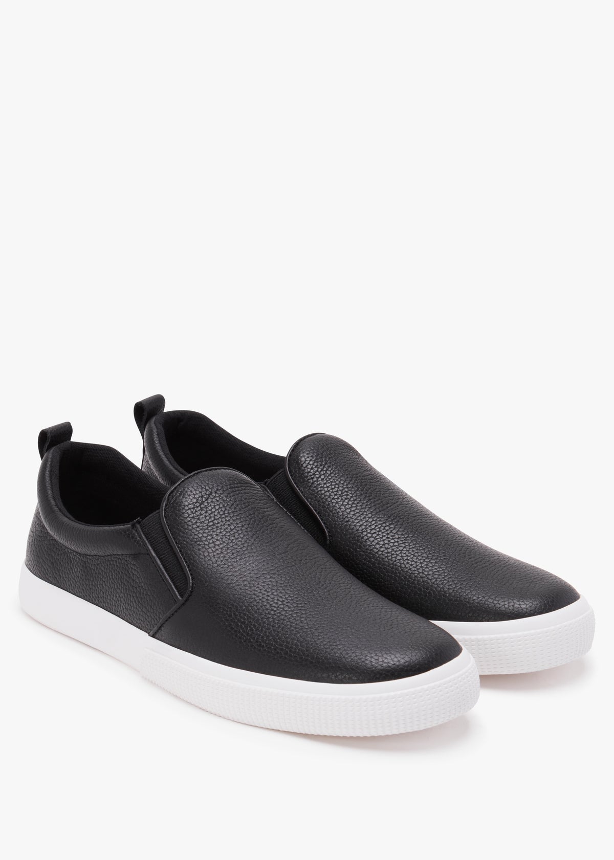 Haddley Black Tumbled Leather Trainers