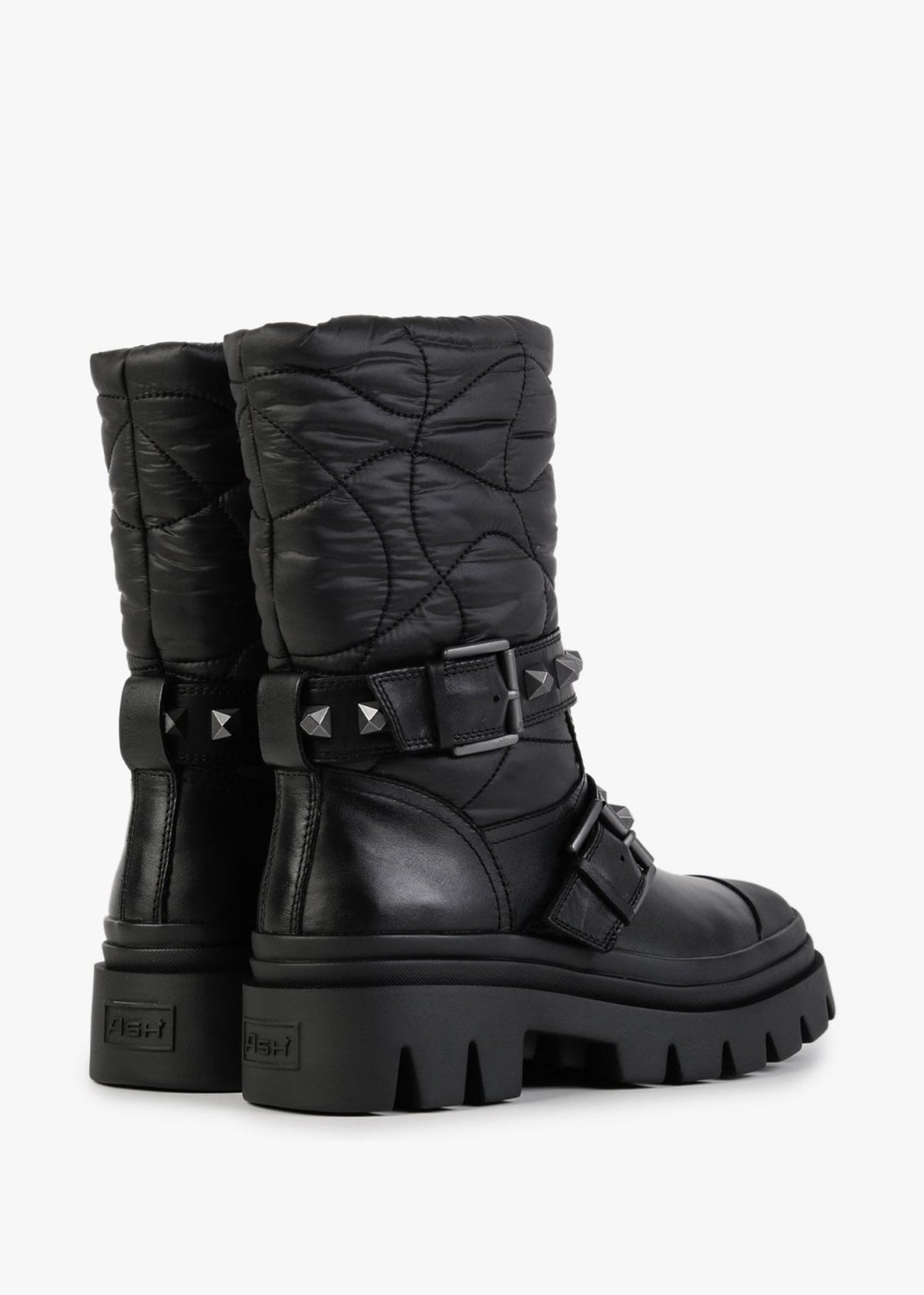 Polar Black Black Puffy Nylon Calf Boots