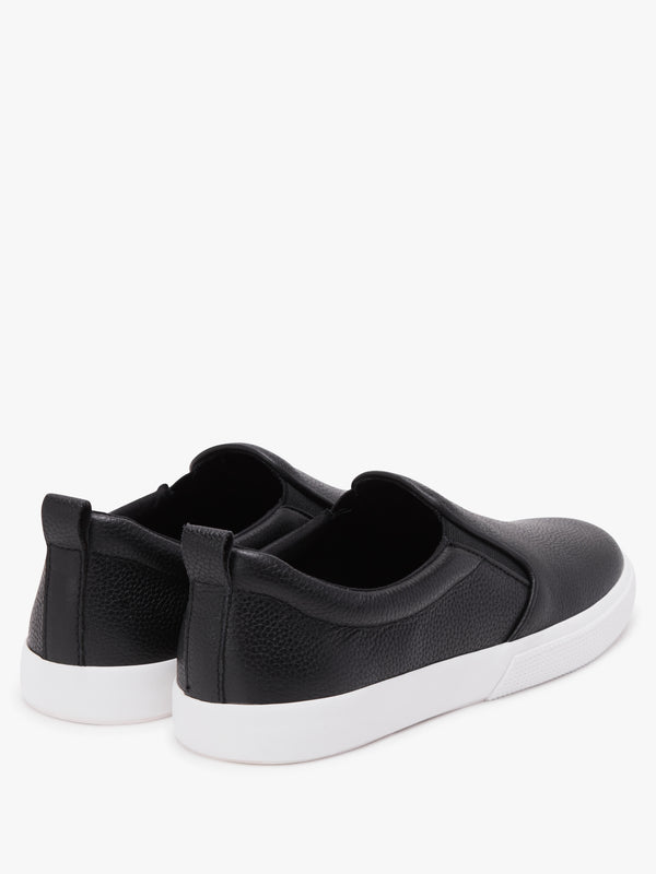 Haddley Black Tumbled Leather Trainers